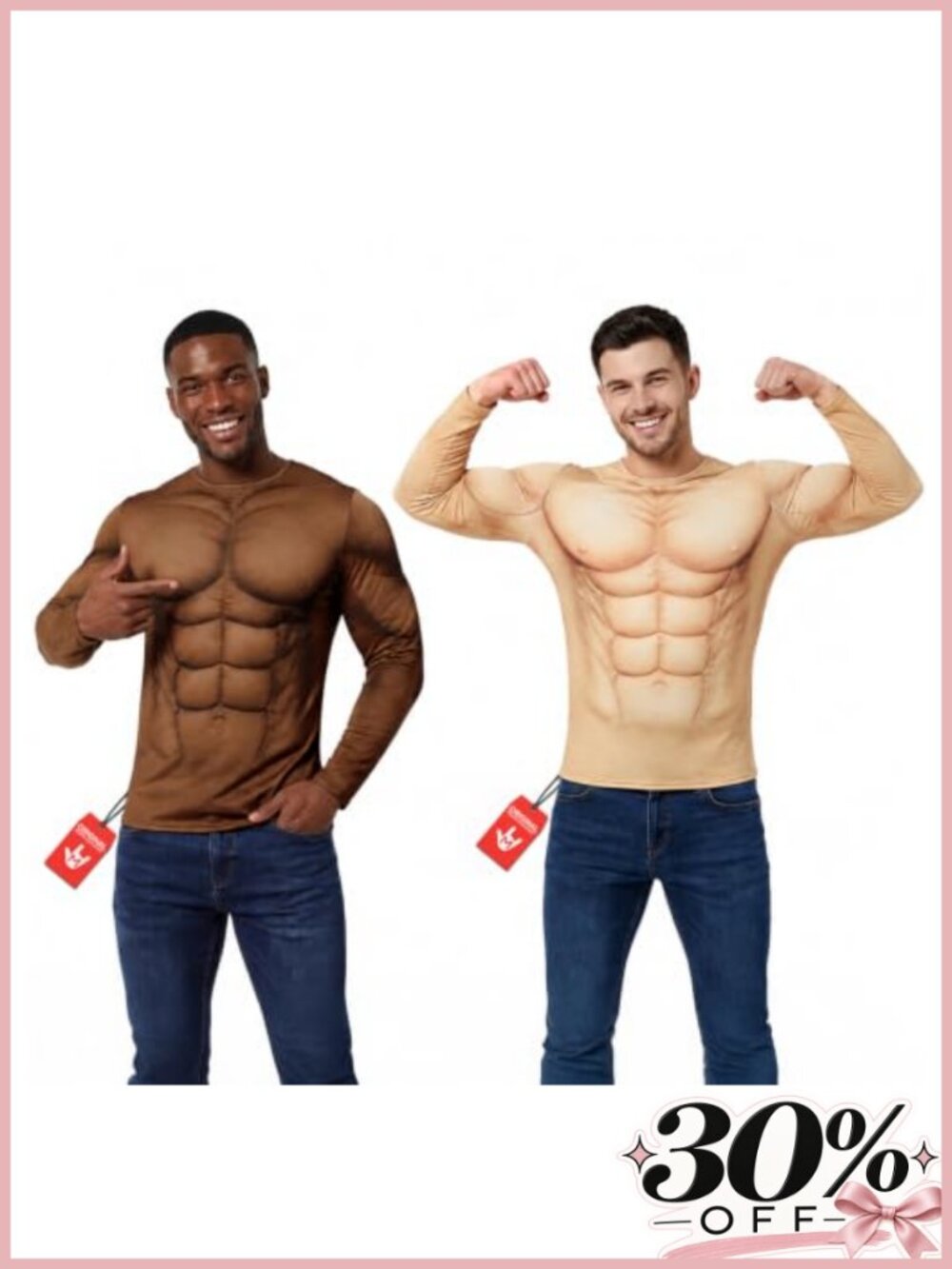 Mens Padded Muscle Suit Costume Realistic Body Print Strongman